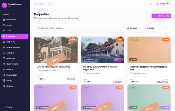 Properties OS — Property Listings Tab